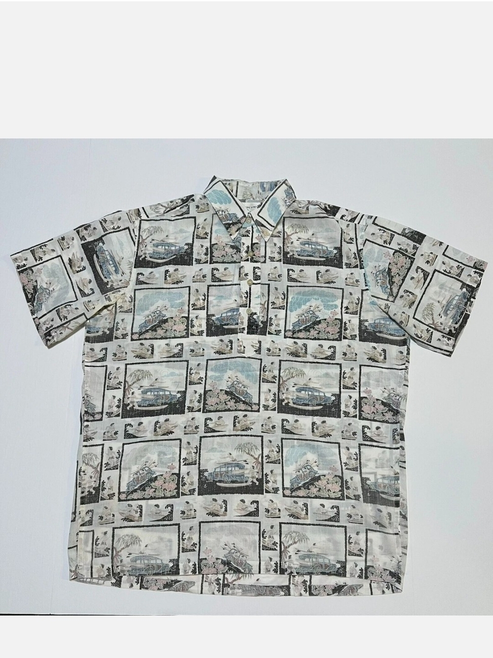 reyn spooner Scenic Print Short Sleeve Button-Down in Light Blue & Gray